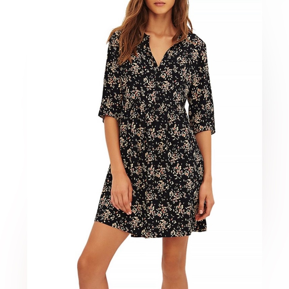 ba&sh Vlada Floral Print Mini Dress Black Size 1/Small NEW